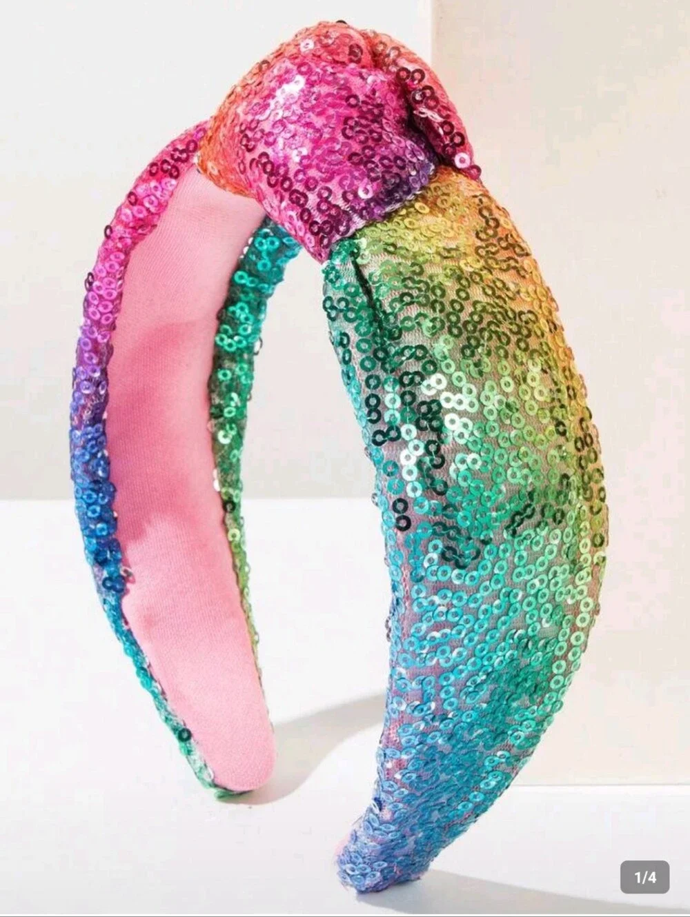 Snowcone Rainbow Sequin Knotted Headband - Multicolor